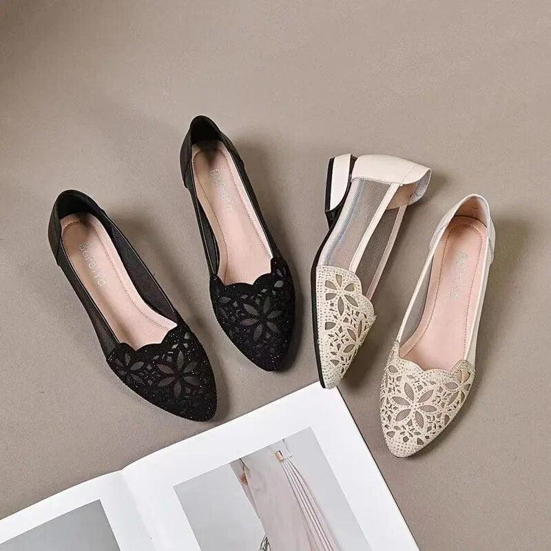 Sapato Eva™ com Strass e Renda / Seus Passos Com a Mais Pura Elegância e Sofisticação - ModernLar