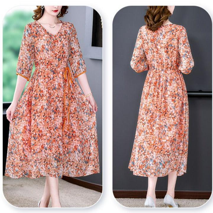 Vestido Floral Anastácia™ em Chiffon / O Vestido com Caimento Soltinho mais Elegante e Versátil de 2023! - ModernLar