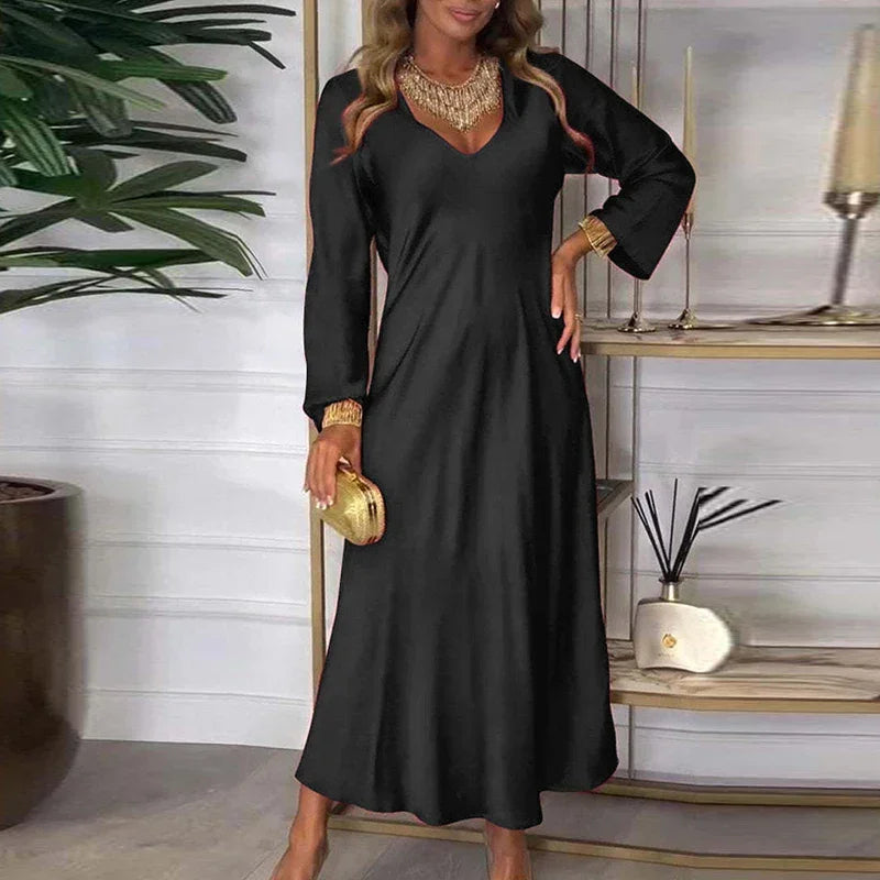 Vestido Melina™ com Brilho de Cetim e Toque Nobre / Para a Mulher que Ilumina com Sua Presença!