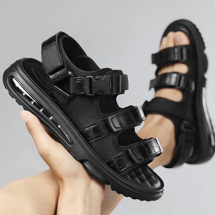 Sandália em Couro Sport Crocodille™ com Amortecedor Super Confort / Abandone os chinelos desconfortáveis de vez! - ModernLar