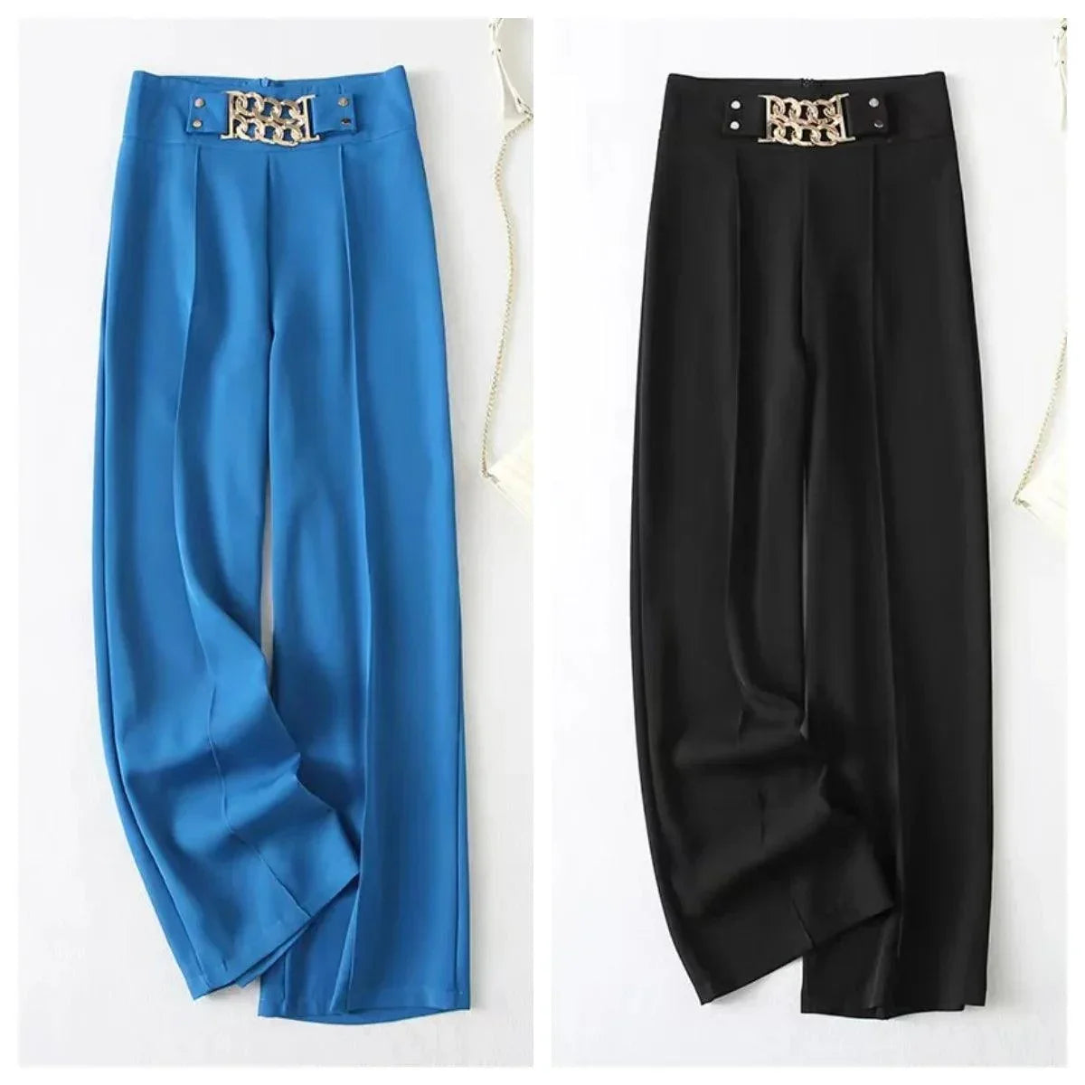 Calça Majesté™ com Fivela de Luxo e Caimento Perfeito / Exiba Sofisticação e Conforto em Cada Passo!