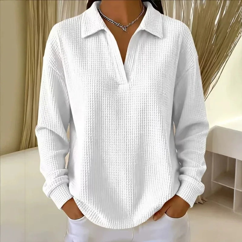 Blusa Luma™ com Tecido Texturizado, Gola Clássica e Modelagem Ampla / Detalhes Sutis Que Deixam o Básico Muito Mais Interessante