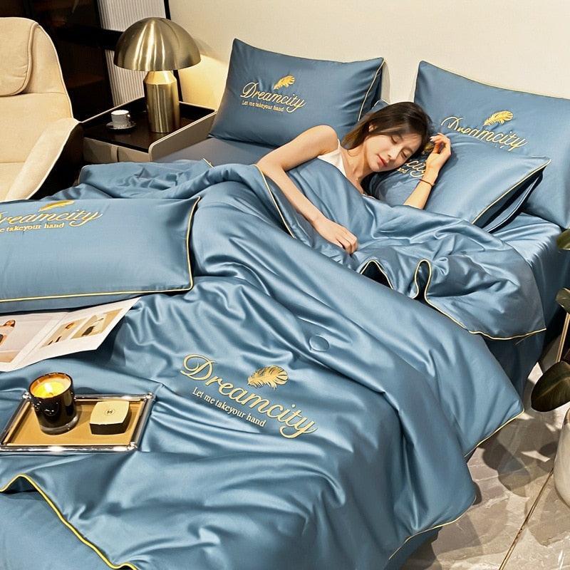 Conjunto Acetinado DreamCity™ de Cobertor + Fronhas / Deite-se com o máximo de maciez e conforto! - ModernLar
