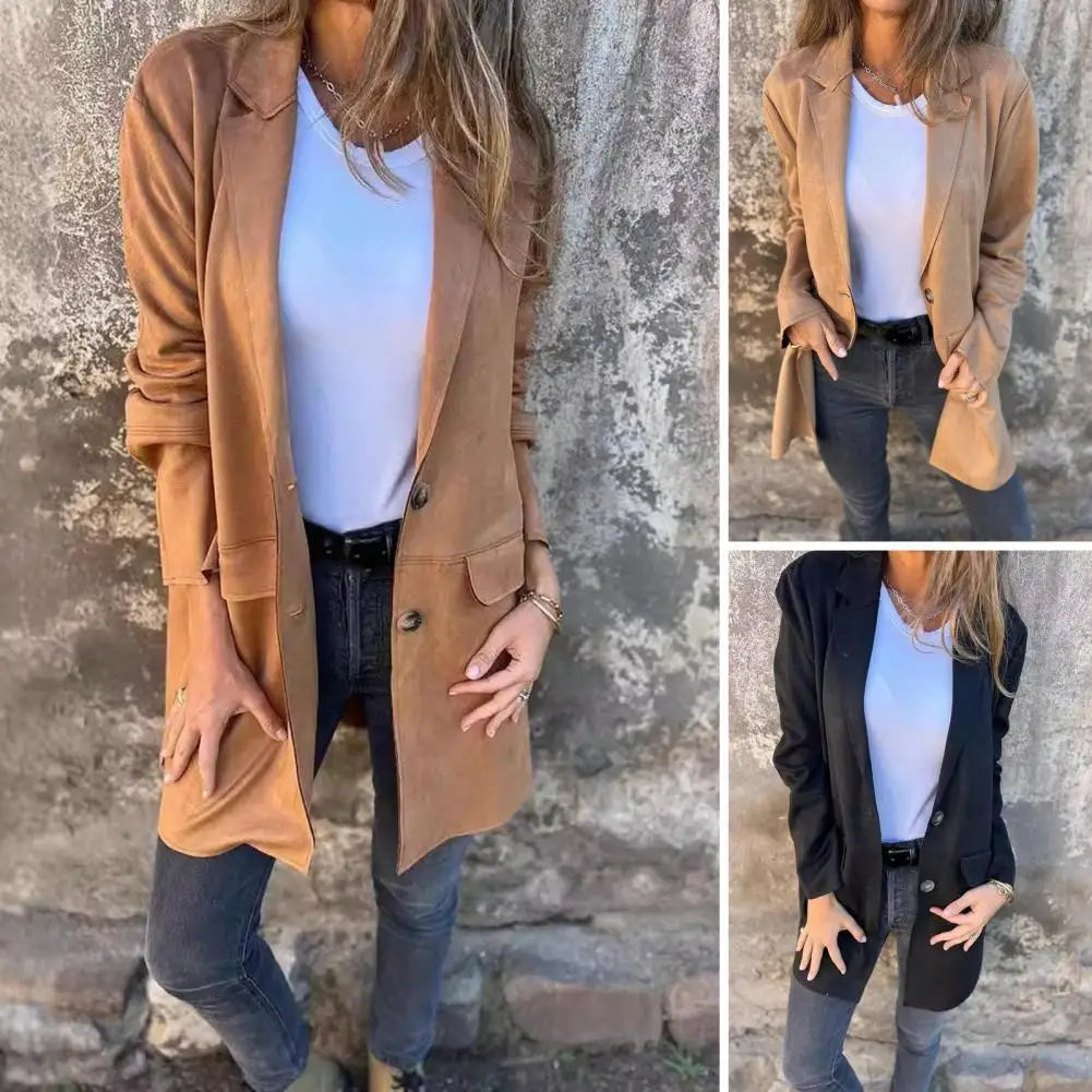 Casaco de Camurça Loren™ com Corte Alongado / Elegância Atemporal para Todas as Estações!