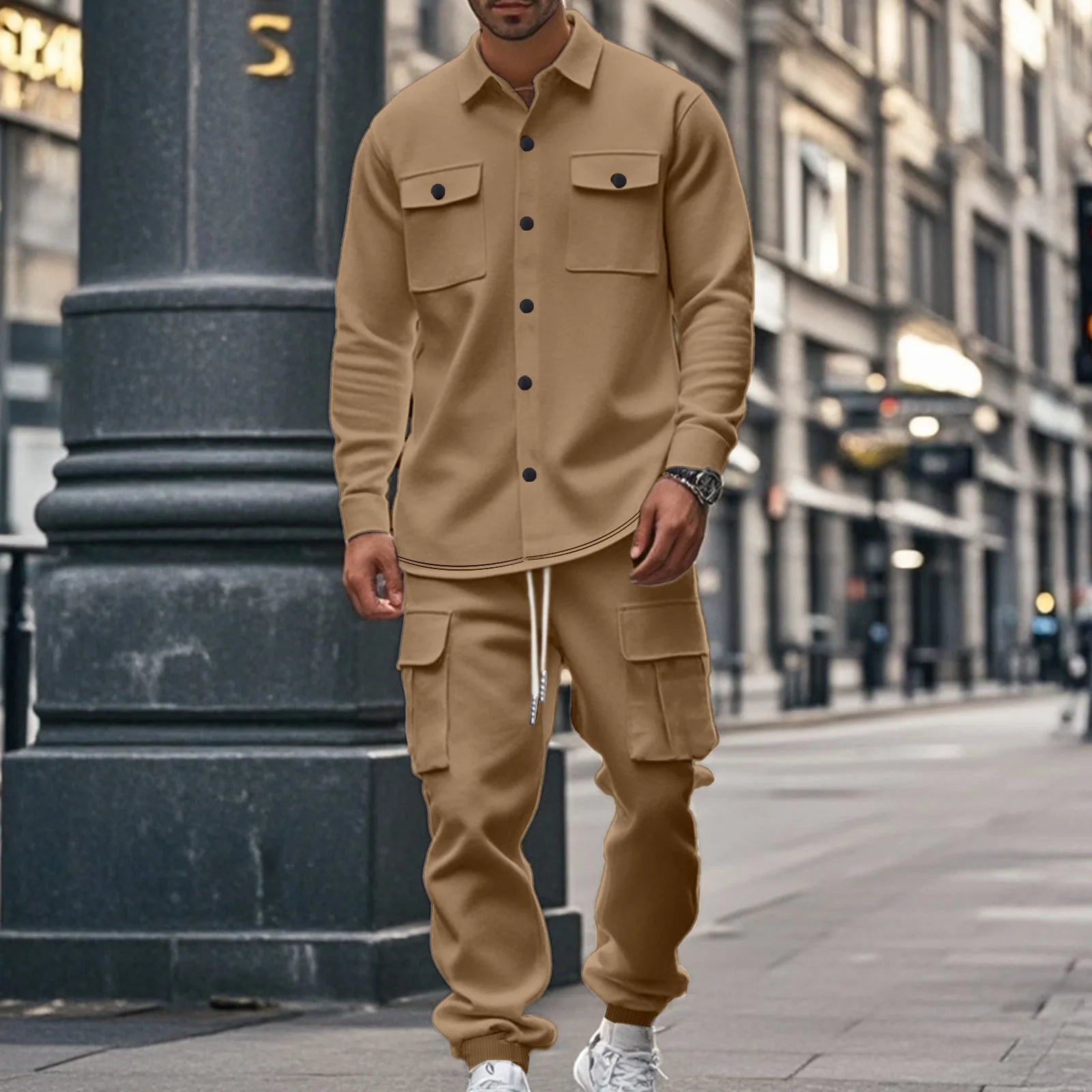 Conjunto Brener™ em Moletom com Camisa de Manga Longa e Calça Cargo