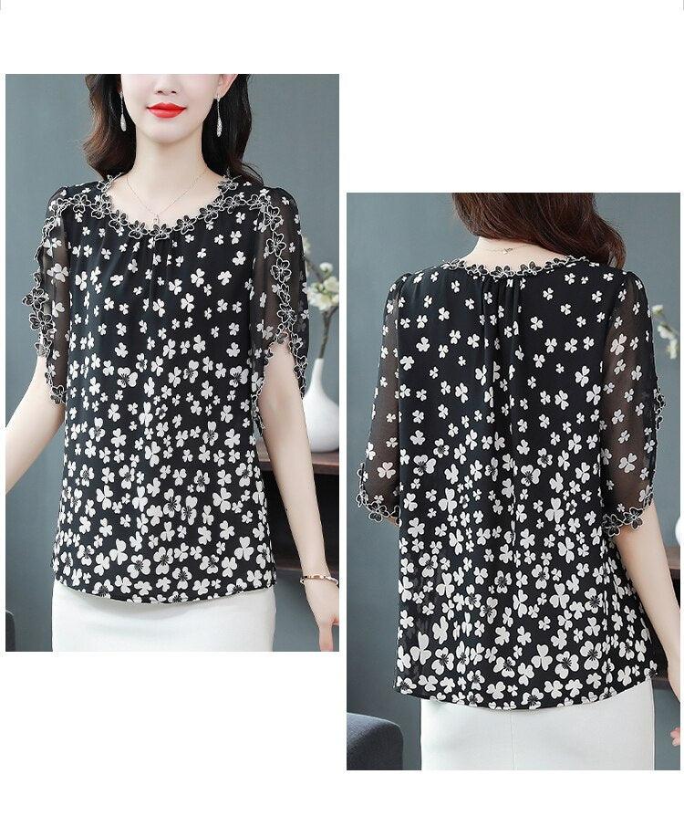 (Super Promo Compre 1, Leve 2): Blusinhas Florais Olívia com Bordados em 100% Chiffon / Feitas para deixar qualquer mulher de queijo caído! - ModernLar