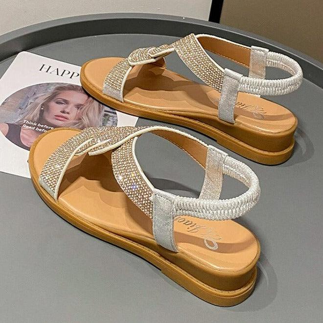 Sandália Rasteirinha Jasmine™ com Aplicação em Strass / A Top em Luxo, Requinte e Conforto Inigualável! - ModernLar