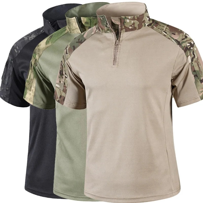 Camiseta Kaiven™ com Recortes Camuflados e Gola com Zíper / Um Visual Tático Que Traz Mais Presença Ao Casual
