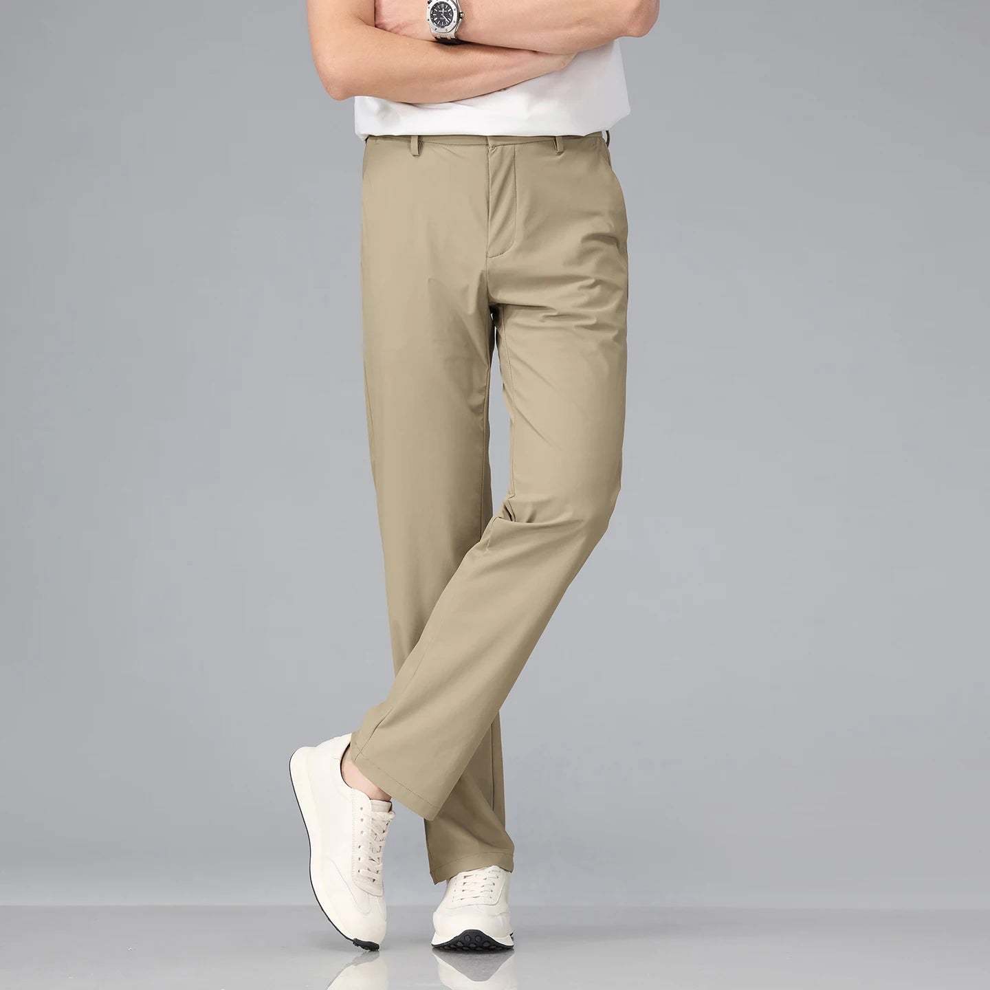 Calça Corvino™ de Alfaiataria com Tecido Elástico e Modelagem Reta