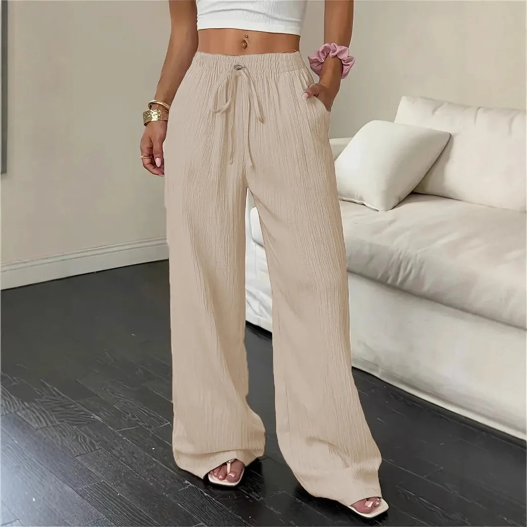 Calça Marelle™ com Cordão Ajustável e Caimento Pantalona