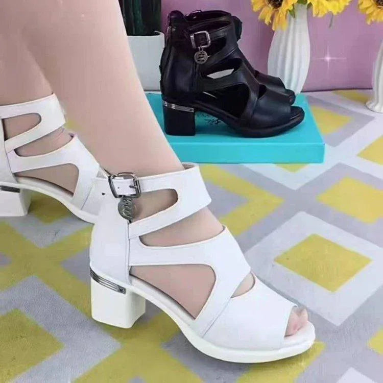 Sandália Hera™ com Design em Tiras em Couro PU + Salto Bloco / Feita especialmente para mulheres vaidosas e elegantes! - ModernLar
