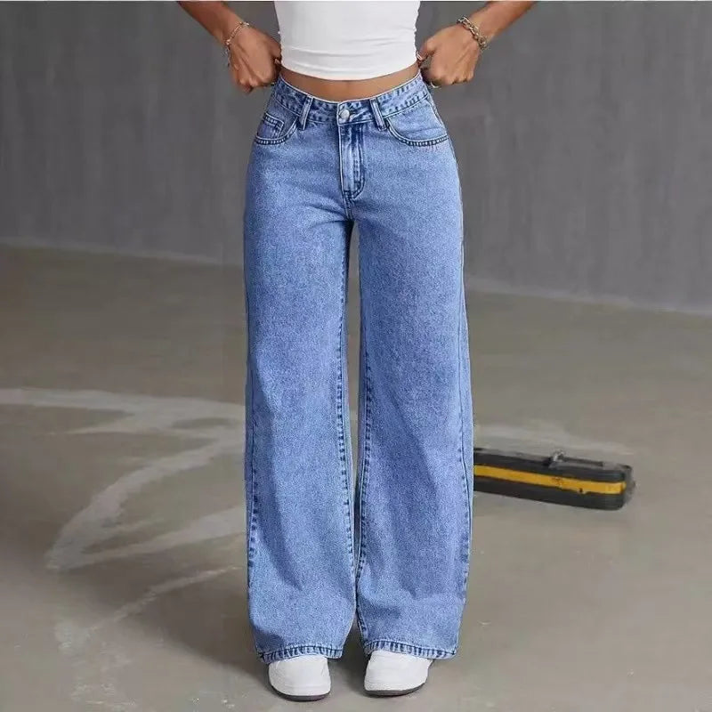Calça Jeans Vienna™ com Cintura Alta, Caimento Reto e Modelagem Ampla