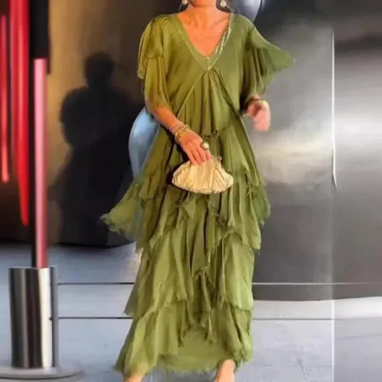 Vestido Fluído Chic Bella™ Em Camadas / A Combinação Perfeita de Conforto e Estilo para Todas as Estações!