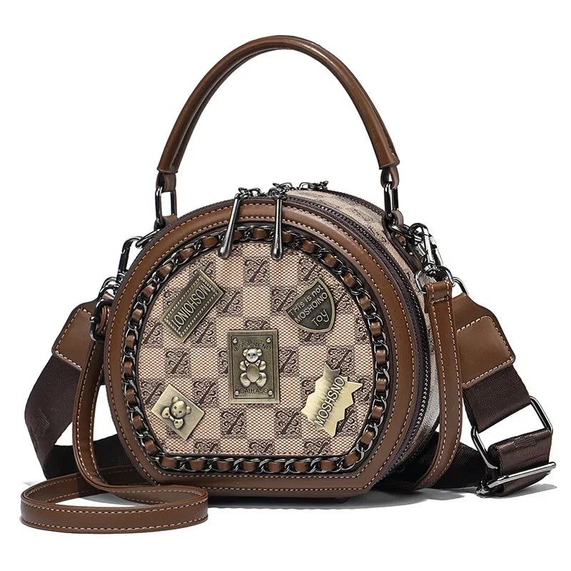 Bolsa Celine™ com Formato Redondo e Emblemas de Luxo / Praticidade e Elegância para Mulheres Autênticas