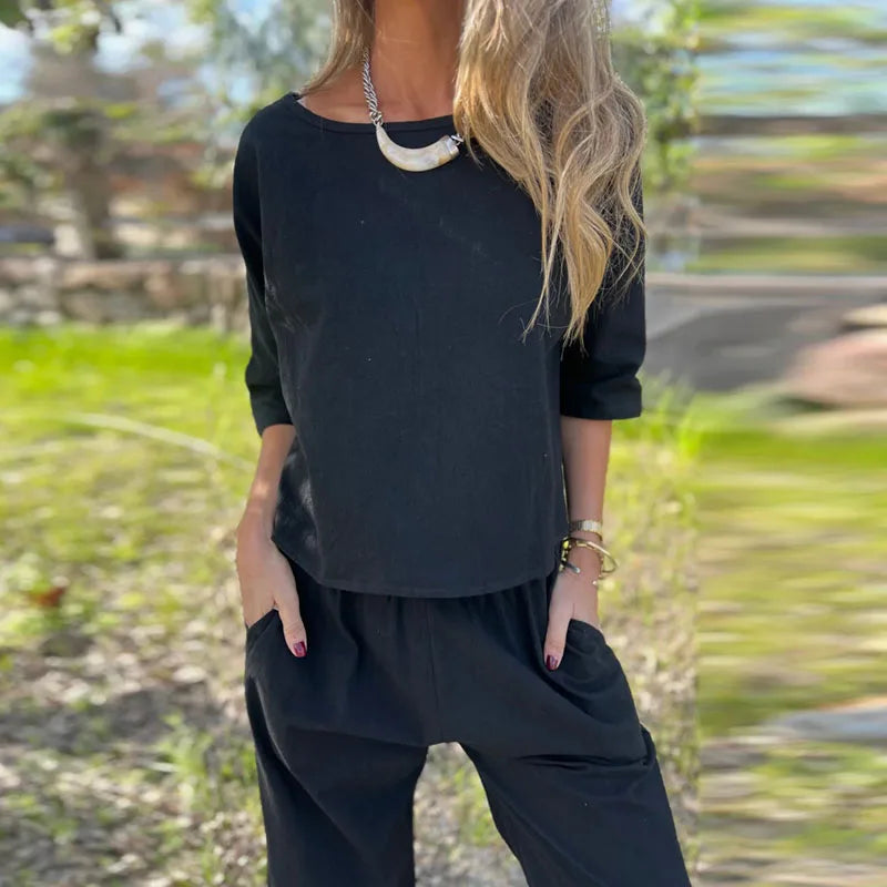 Conjunto Alma™ em Linho de Algodão com Design Minimalista / Para Mulheres que Não Abrem Mão do Conforto e Elegância!