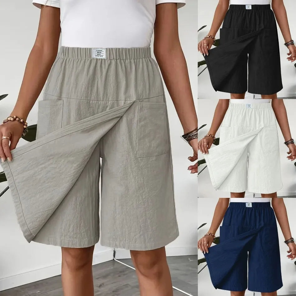 Shorts Saia Celenne™ em Linho de Algodão e Conforto Premium