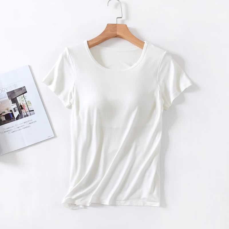 Blusa Velina™ com Bojo Interno, Manga Curta e Modelagem Ajustada