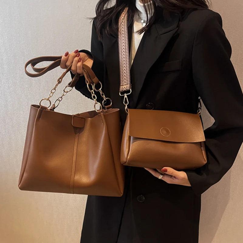 Conjunto de Bolsa de Ombro + Bolsa de Mão Marselha™ Moda Francesa - ModernLar