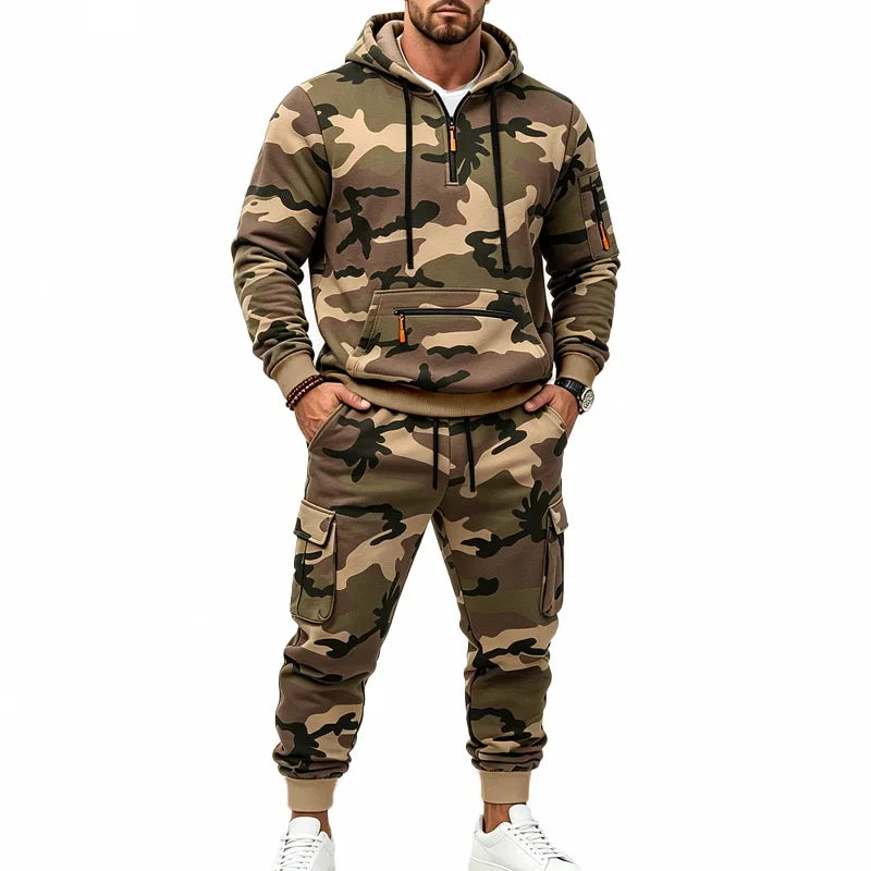 Conjunto Camuflado Salerno™ com Blusa de Capuz e Calça Cargo