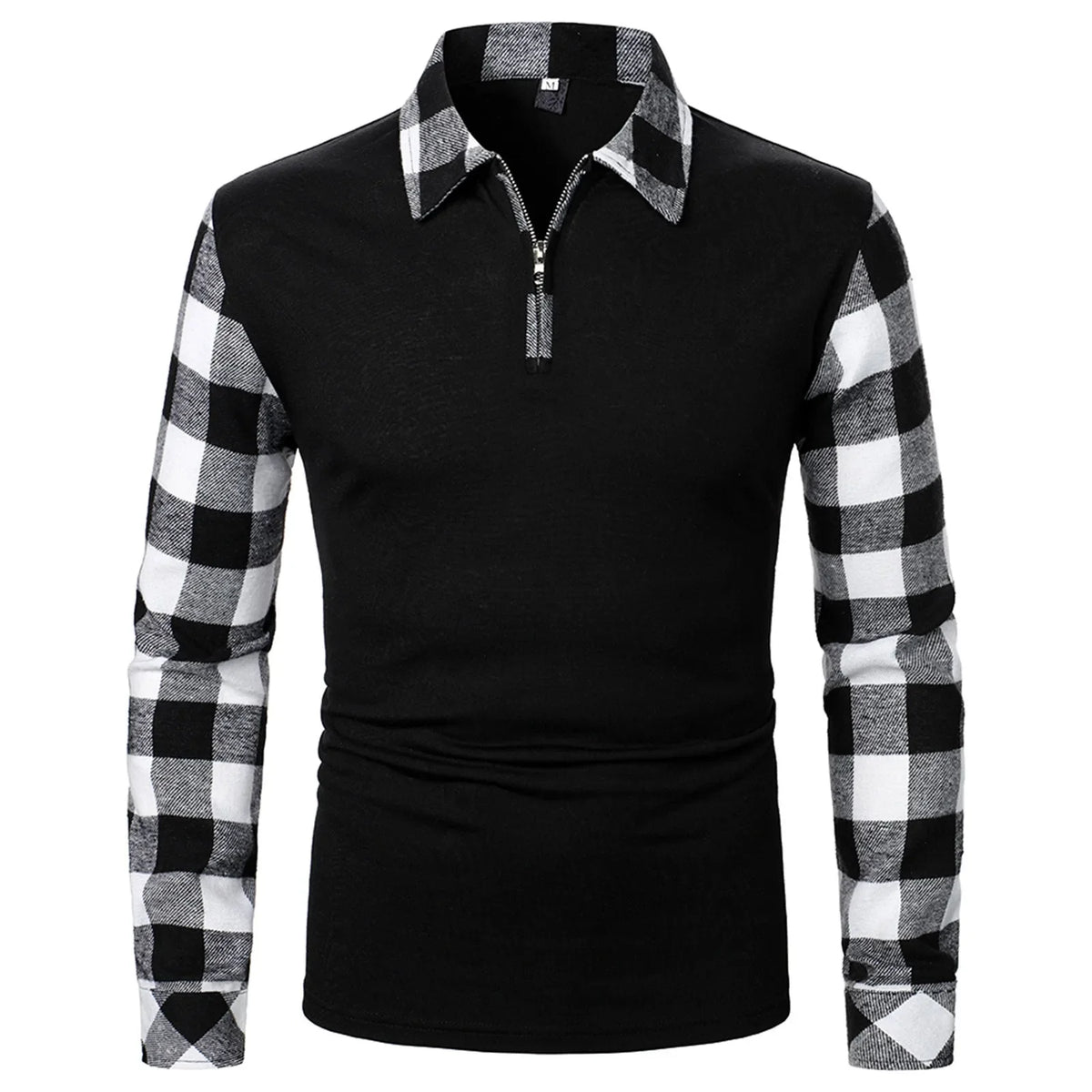 Camisa Polo Lennon™ com Manga Longa e Detalhes Xadrez Contrastantes