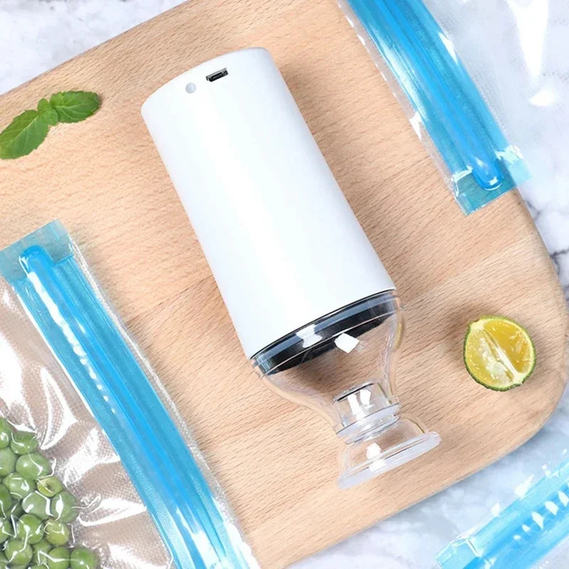 Seladora a Vácuo Modern Lar™ com Sacos Reutilizáveis e Sistema Portátil USB / Conserve Seus Alimentos por Muito Mais Tempo!