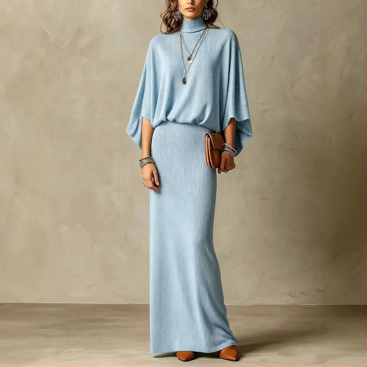 Conjunto Vicenza™ com Blusa de Gola Alta e Saia Longa de Caimento Reto / Duas Peças Que Resolvem o Look com Sofisticação e Facilidade