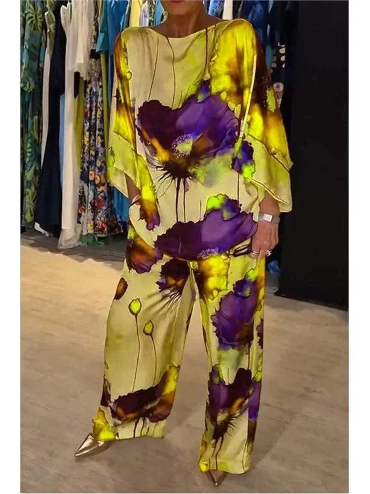 Conjunto Aquarela Floral™ em Cetim Luxuoso / Exale Sofisticação e Criatividade com Conforto Absoluto!