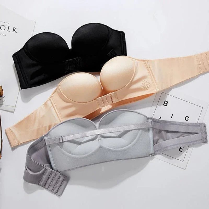 (Super Promo de Lançamento: Compre 2 e Leve 3) Kit de Sutiãs Invisíveis Giselle com Fivela de Sustentação e Tecido em Náilon + Elastano - ModernLar