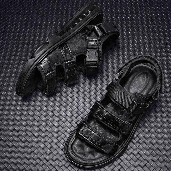 Sandália em Couro Sport Crocodille™ com Amortecedor Super Confort / Abandone os chinelos desconfortáveis de vez! - ModernLar