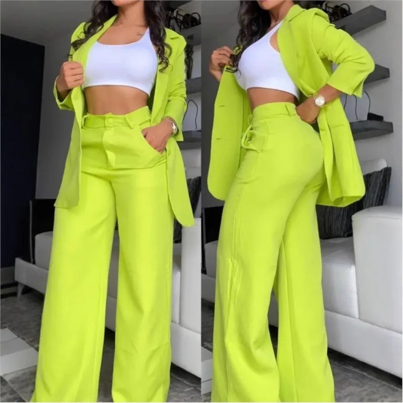 Conjunto Marcella™ com Blazer de Alfaiataria, Calça Pantalona e Cintura Alta