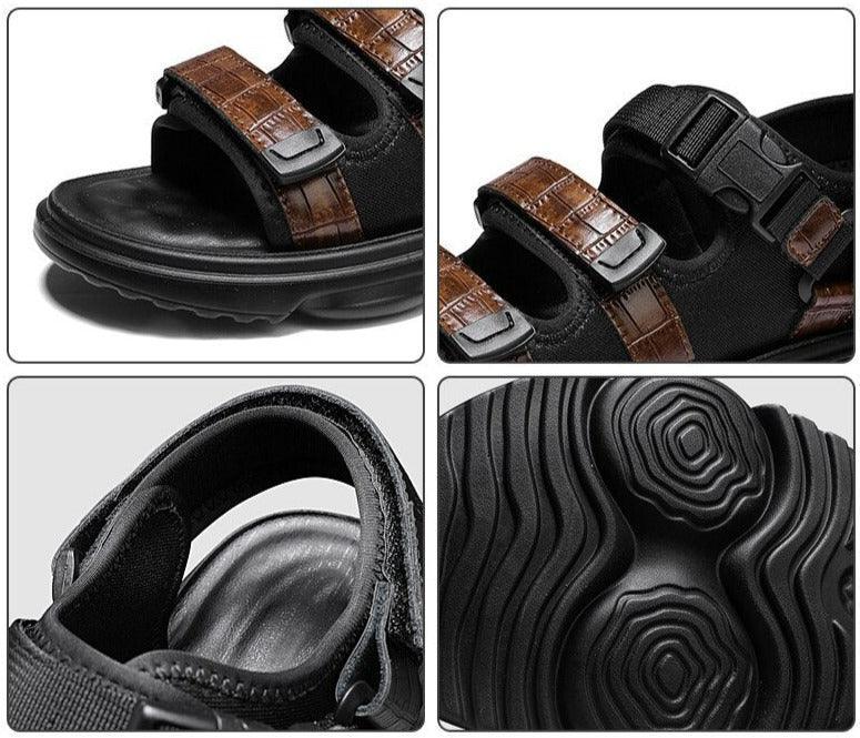 Sandália em Couro Sport Crocodille™ com Amortecedor Super Confort / Abandone os chinelos desconfortáveis de vez! - ModernLar