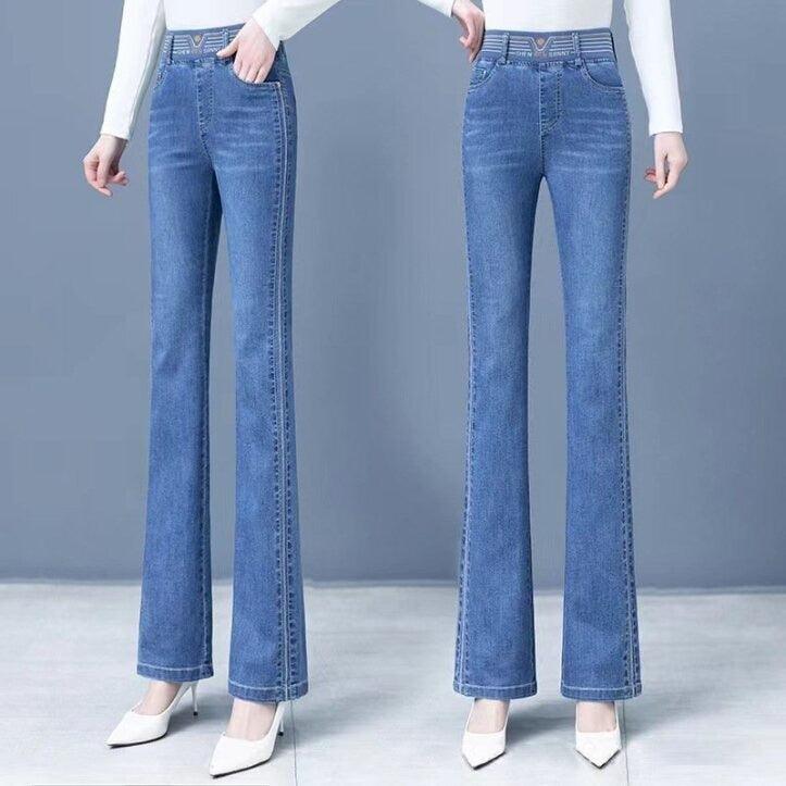 Calça Jeans Flare Amélia™ com Cintura Alta Elástica / A Calça da Mulher se Veste Bem em Todos os Sentidos! - ModernLar