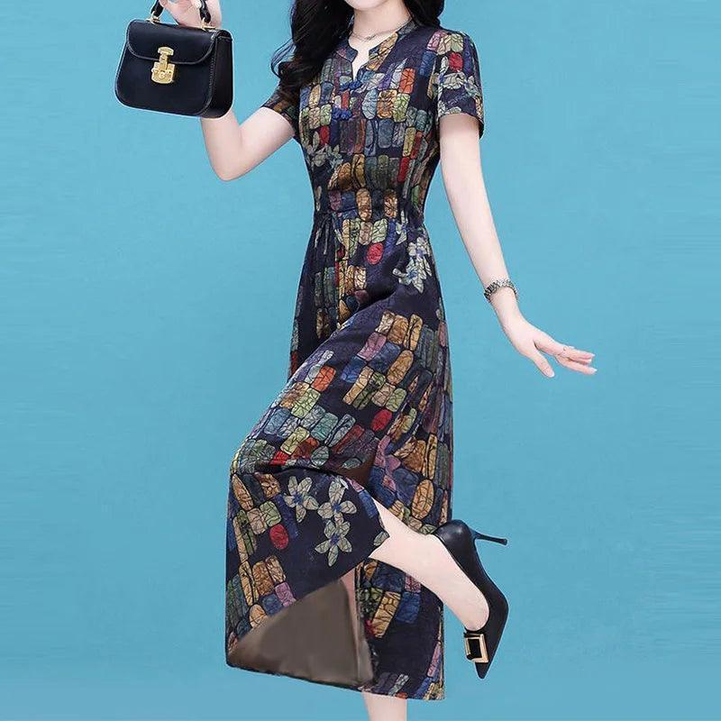 Vestido Mosaico Encantado™ com Caimento Soltinho Encantador / Estampa Artística para um Estilo Incomparável!