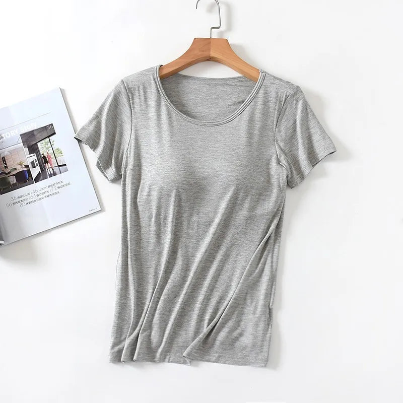 Blusa Velina™ com Bojo Interno, Manga Curta e Modelagem Ajustada