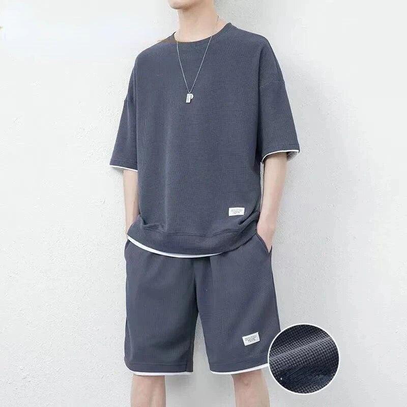 Conjunto Unissex CoolBreeze™ em Seda Gelo com Camiseta + Shorts - ModernLar