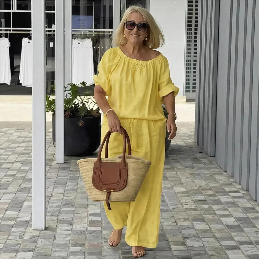 Conjunto Céliane™ em Linho de Algodão com Caimento Solto