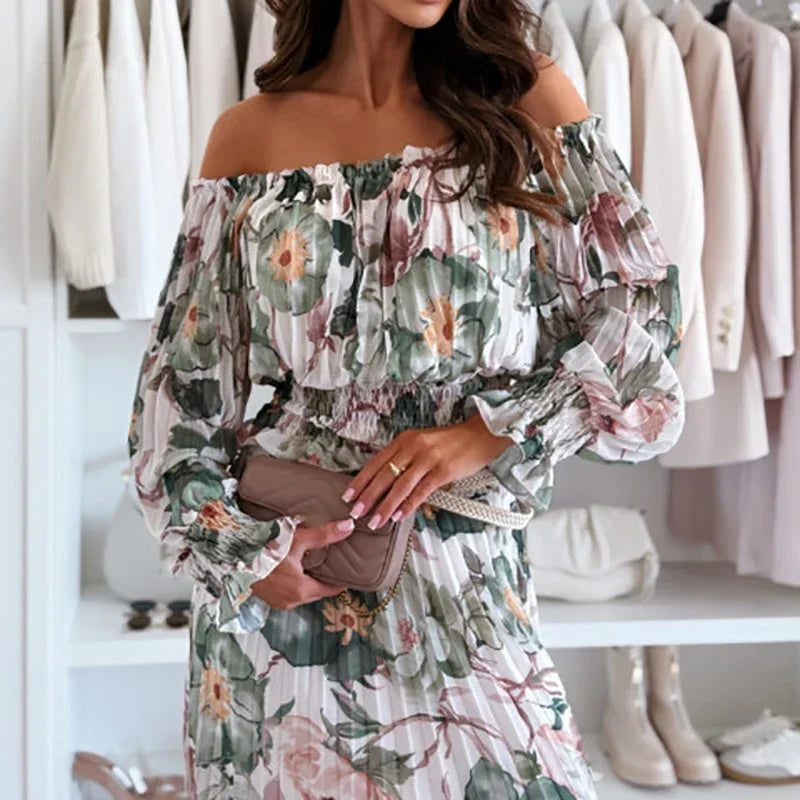 Conjunto Flora di Napoli™ com Blusa Ombro a Ombro e Saia Esvoaçante / Um Romance Boho com Sofisticação Natural!