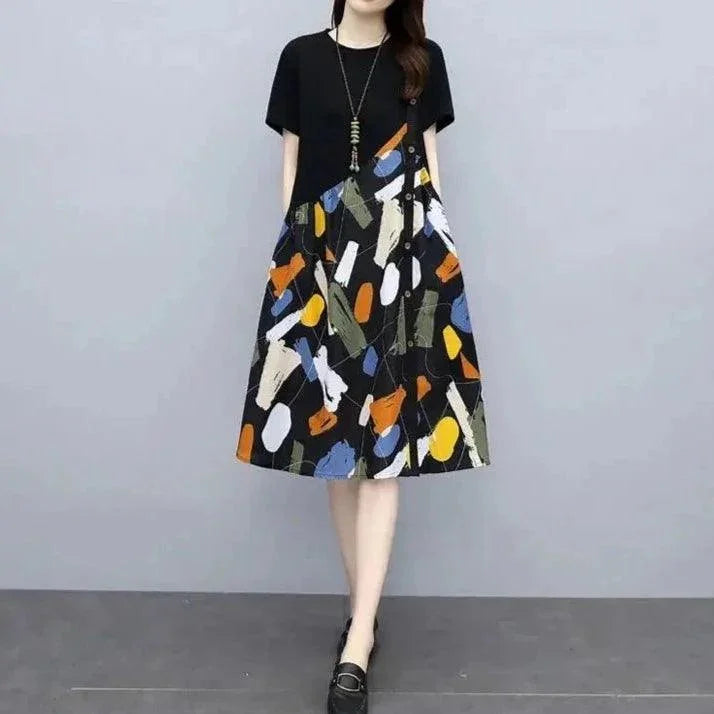 Vestido Magnólia™ Toque Moderno / Uma Pintura Vestível de Elegância e Conforto! - ModernLar