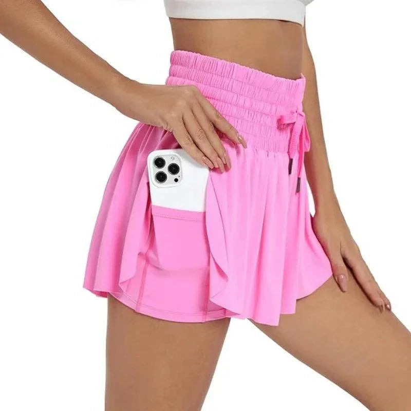 (Compre 1 e Leve 2) Shorts BellaFit™ com Saia, Cós Alto Elástico e Bolso Funcional