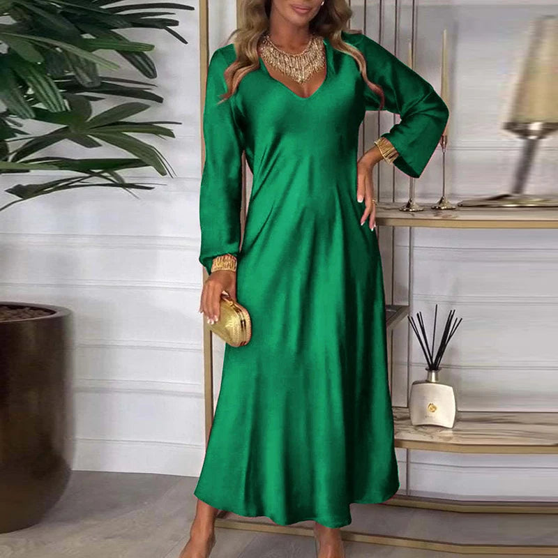 Vestido Melina™ com Brilho de Cetim e Toque Nobre / Para a Mulher que Ilumina com Sua Presença!