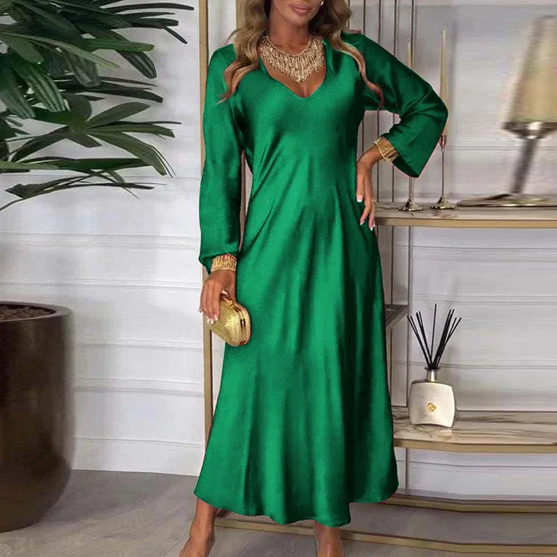 Vestido Melina™ com Brilho de Cetim e Toque Nobre / Para a Mulher que Ilumina com Sua Presença!