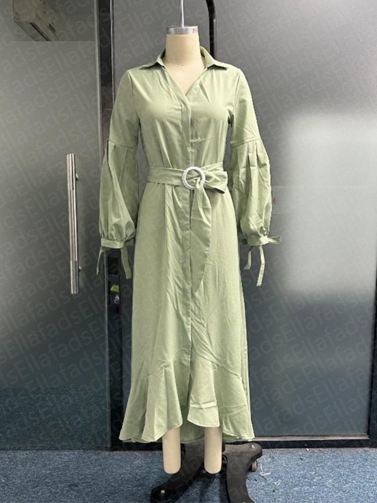 Vestido Kourtney™ com Mangas em Lapela e Saia com Babado! - ModernLar