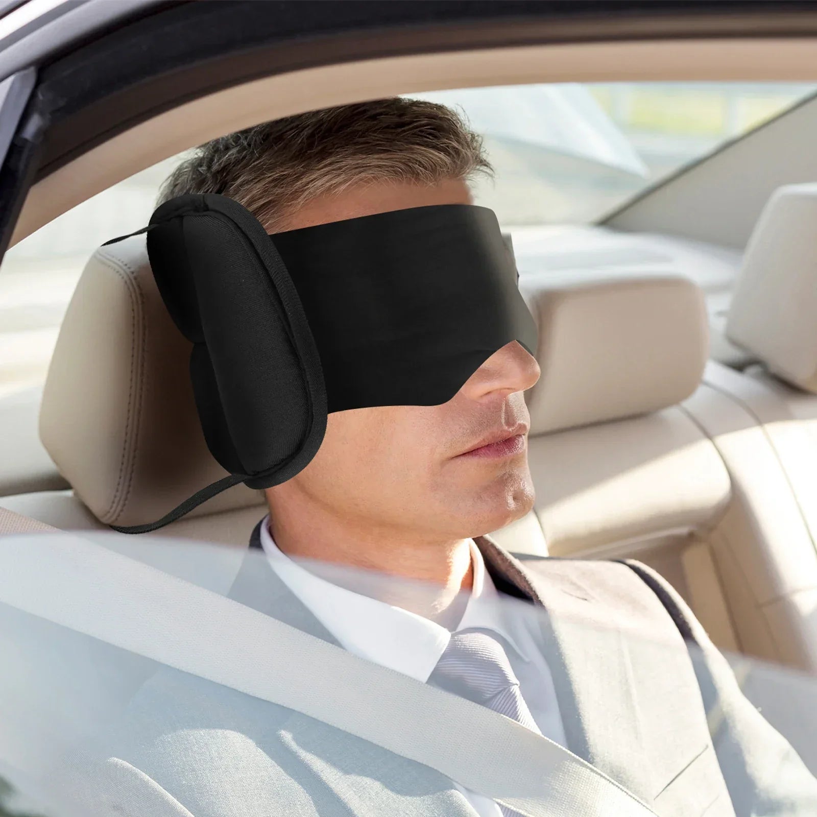 Almofada de Pescoço com Máscara Integrada / Conforto Profundo para Viagens Longas