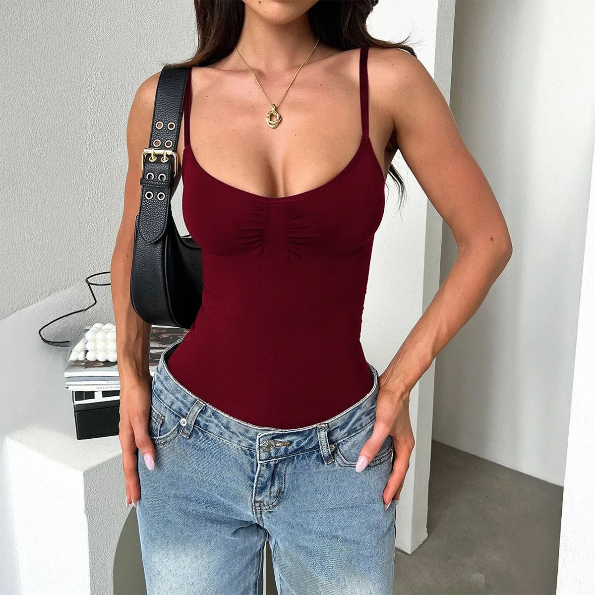 Body Ariella™ em Malha Premium com Franzido no Busto