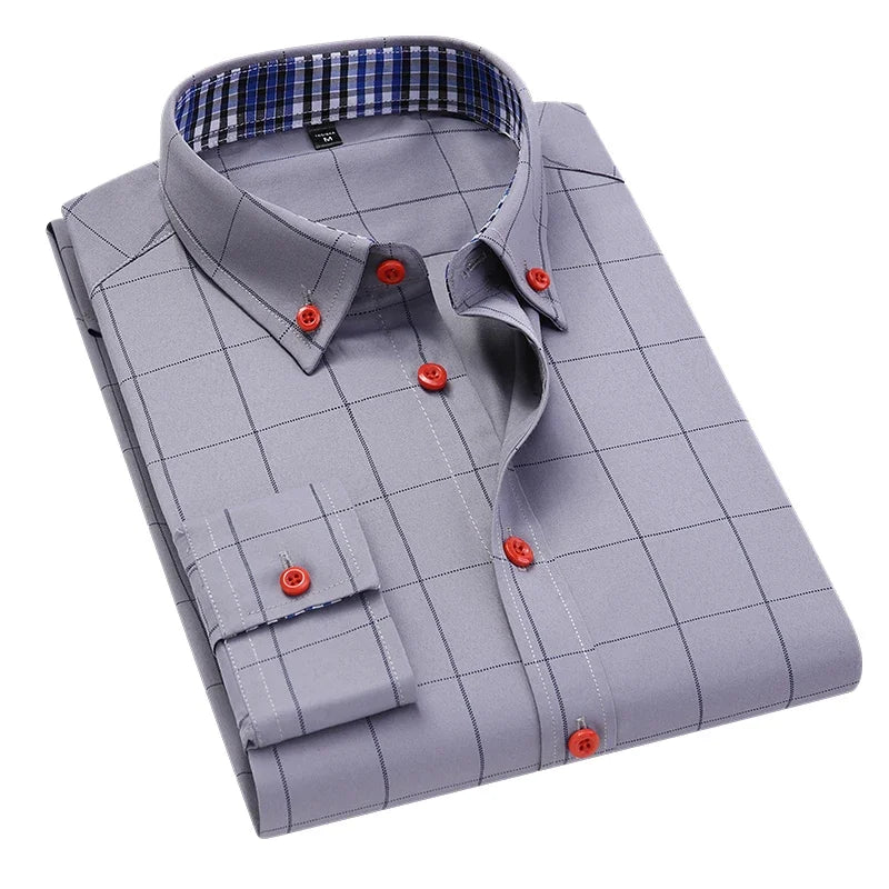 Camisa Alaric™ com Forro Interno Xadrez e Visual Social Casual / Um Clássico Masculino com Presença Refinada