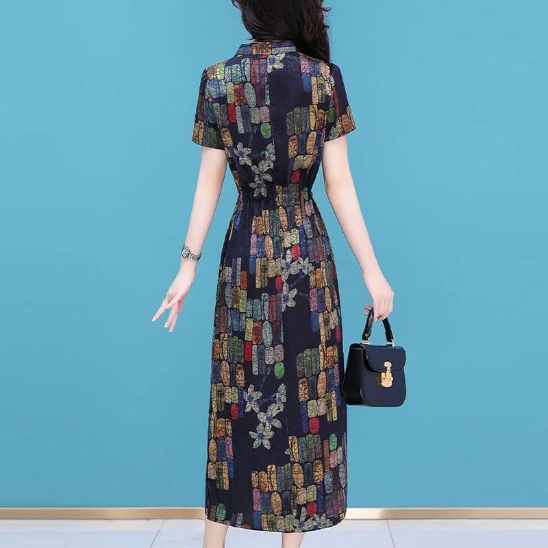 Vestido Mosaico Encantado™ com Caimento Soltinho Encantador / Estampa Artística para um Estilo Incomparável!