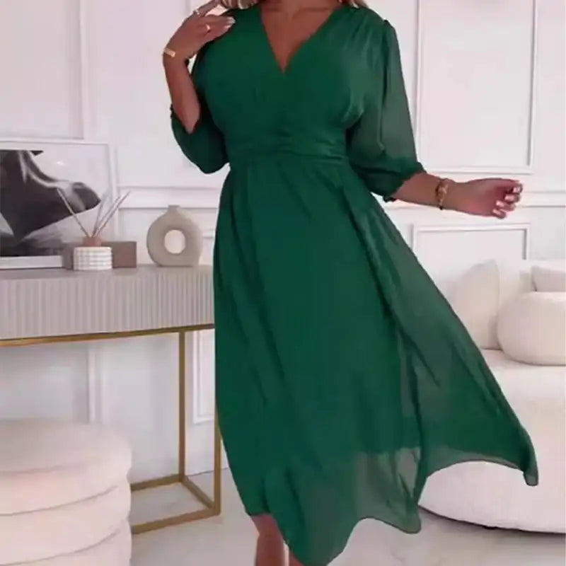 Vestido Irene™ em Chiffon Premium com Cintura Estruturada Modeladora / Delicadeza, Conforto e Elegância no Mesmo Vestido!