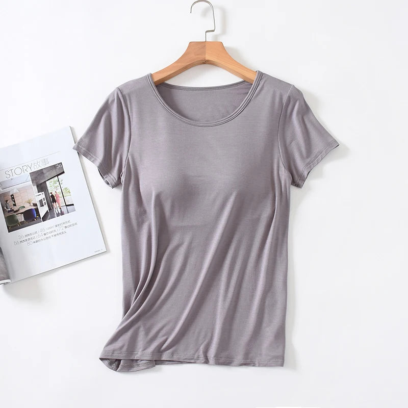 Blusa Velina™ com Bojo Interno, Manga Curta e Modelagem Ajustada