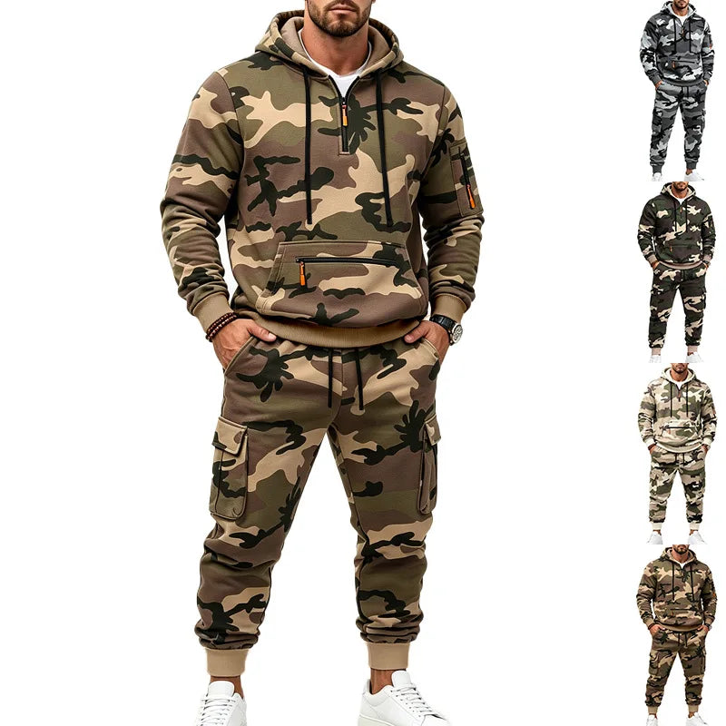 Conjunto Camuflado Salerno™ com Blusa de Capuz e Calça Cargo