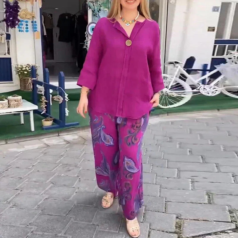 Conjunto Celestia™ em Algodão Leve com Estampa Artística / Conforto e Refinamento para seu Dia a Dia!